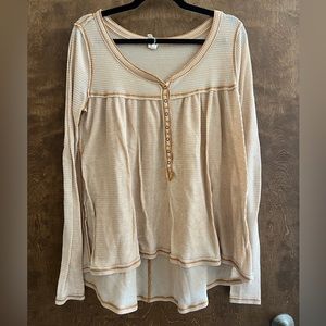 We The Free People Waffle Soft Stretch Women's Oversized Soft Tee Top SZ S